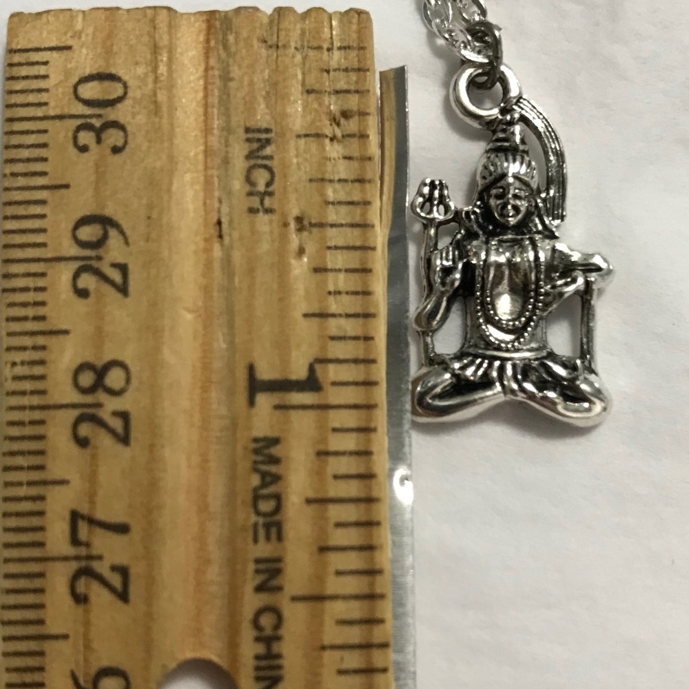 Dancing Shiva Handmade 2-Layer Boho Hindu Silver Necklace Rainbow Chakra Stones - Picture 13 of 16